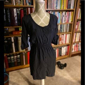 Anthro Silence & Noise Navy Button Up Dress